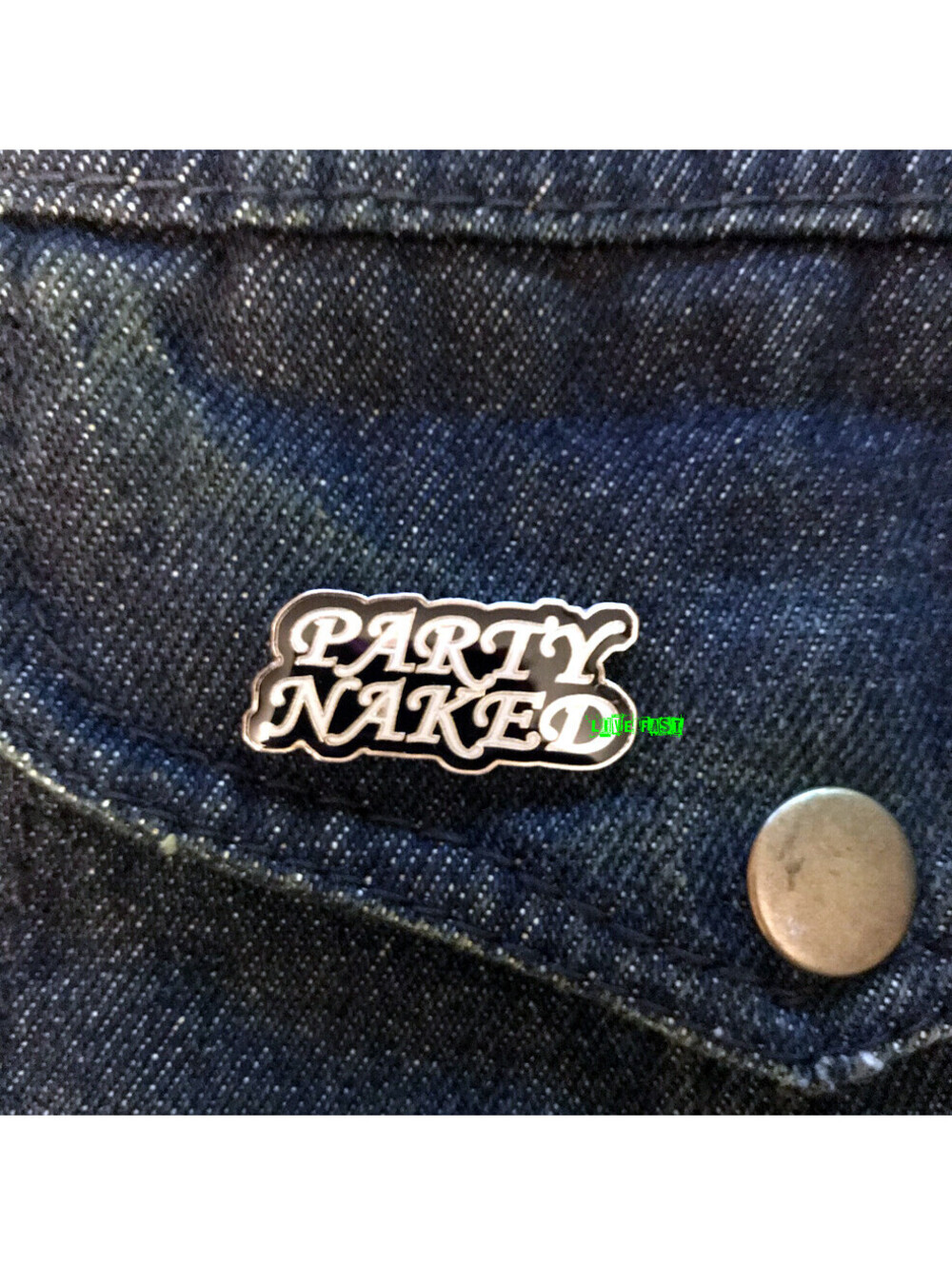 PARTY NAKED PIN lapel pin jacket hat pins funny retro vintage motorcycle biker